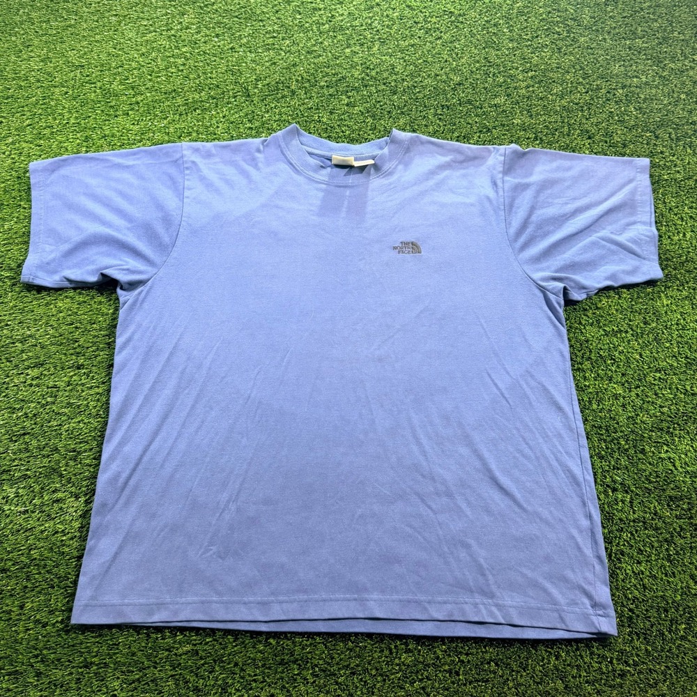 The North Face Mens XL Blue Polyester Short Sleeve T-Shirt Logo Embroidered